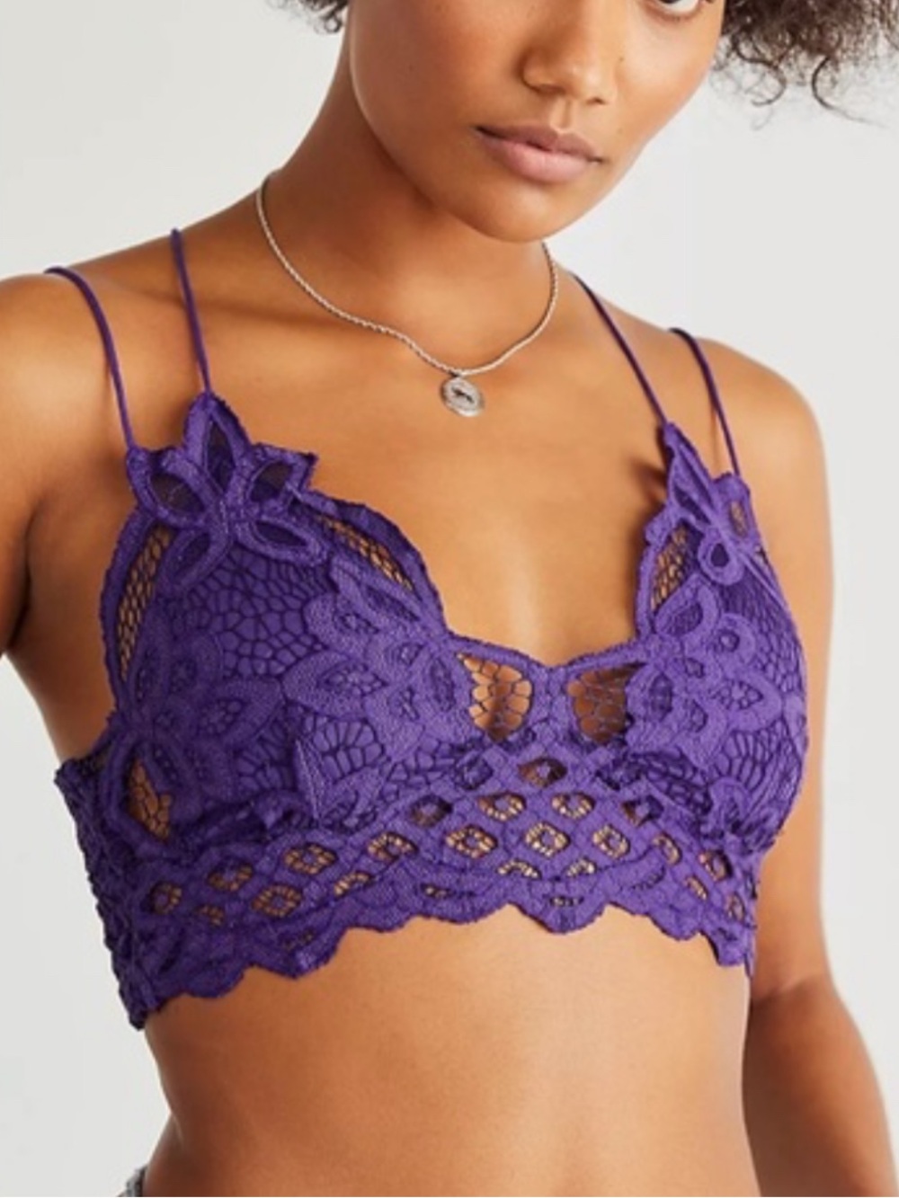 Free People Purple Crochet Lace Bralette with Double Straps XS